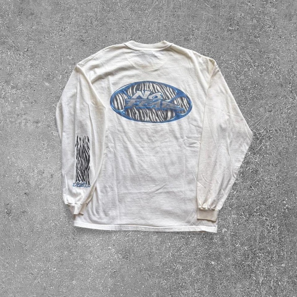 Vintage No Fear White Long Sleeve T-Shirt Size Extra Large